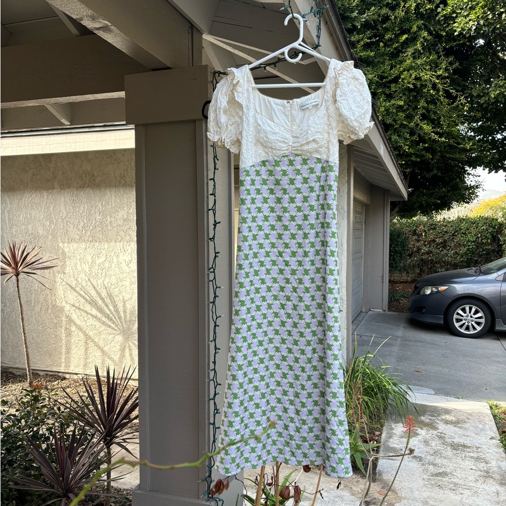 English factory floral and eyelet dress